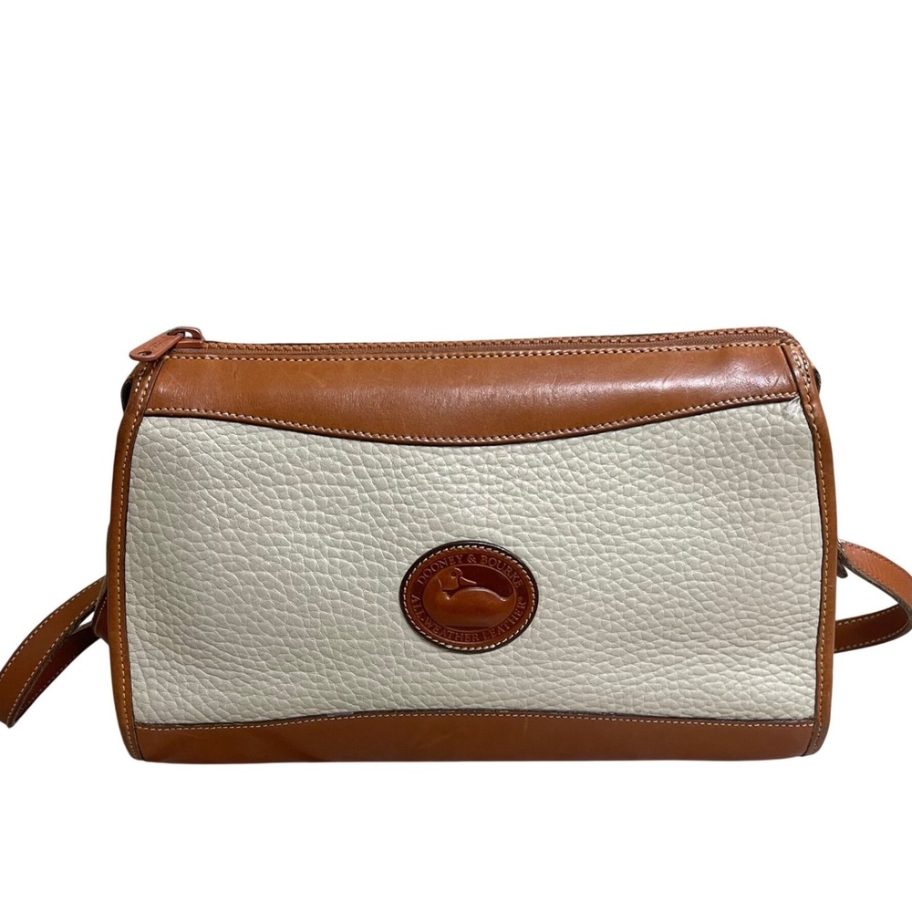 Dooney & Bourke Vintage All Weather Leather Shoulder Bag Cream Tan Duck Fob